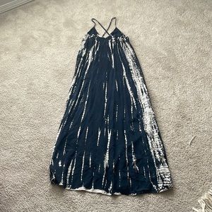 Tye dye navy maxi dress with cross cross back